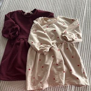 Charming Cream and Burgundy Kids Dress Set